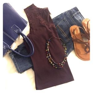 Ann Taylor LOFT Sleeveless Lace Detail Top